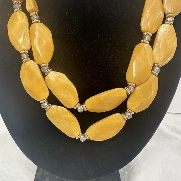 Cato 1946 Stone Style Beaded Multistrand Necklace Chunky Layered Mustard Yellow - Picture 4 of 10
